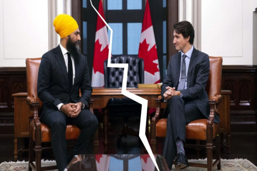 ਕਨੇਡਾ ਜਗਮੀਤ ਦੇ ਤੋੜ ਵਿਛੋੜੇ ਦੇ ਐਲਾਨ ਤੋਂ ਬਾਅਦ ਟਰੂਡੋ ਸਰਕਾਰ ਦੀ ਕਿਸ਼ਤੀ ਮੰਝਧਾਰ ‘ਚ ਫਸੀ