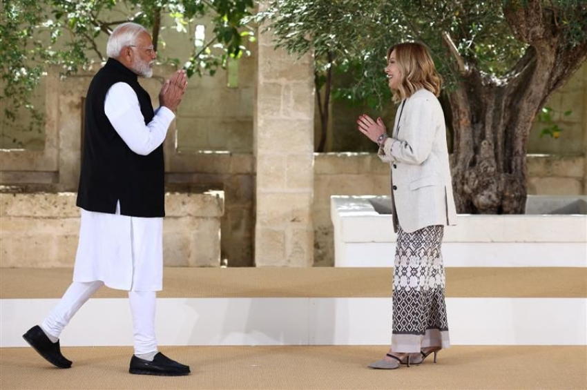 ਇਤਾਲਵੀ ਪ੍ਰਧਾਨ ਮੰਤਰੀ ਮੈਲੋਨੀ ਵੱਲੋਂ ਪ੍ਰਧਾਨ ਮੰਤਰੀ ਮੋਦੀ ਦਾ ਰਵਾਇਤੀ &lsquo;ਨਮਸਤੇ&rsquo; ਨਾਲ ਸਵਾਗਤ